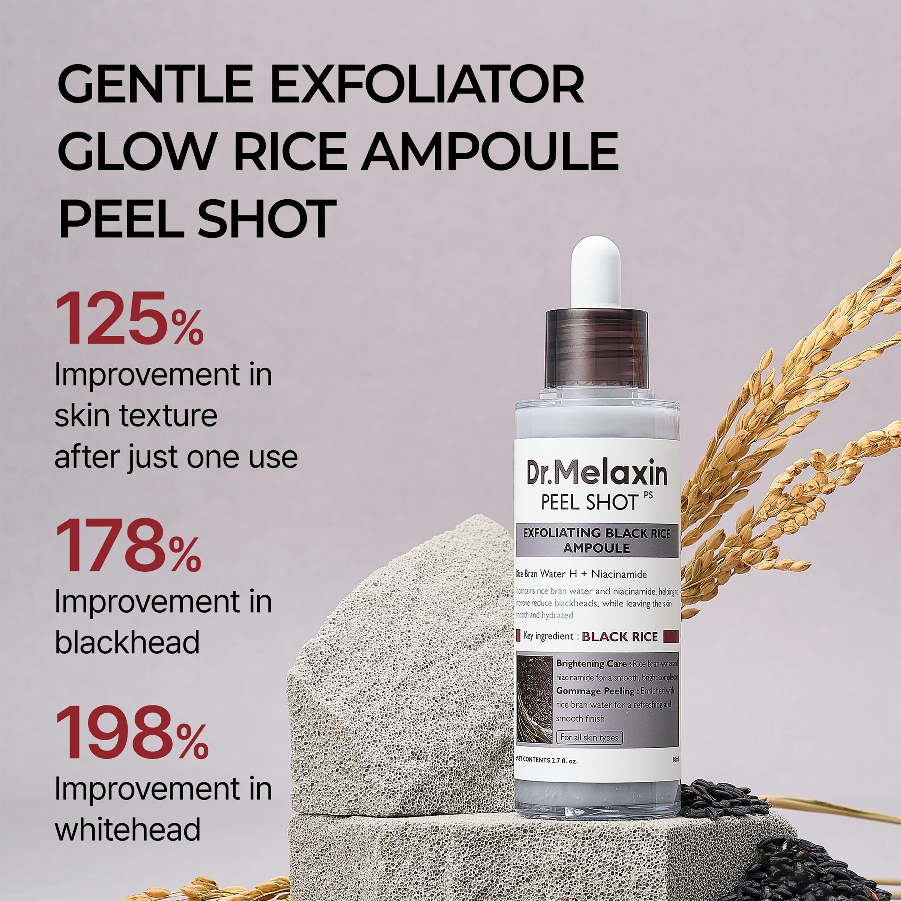 PEEL SHOT EXFOLIANT BLACK RICE AMPOULE 80ML - Imagen 4