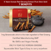 BOTO 6 years Korea Red Ginseng Sticks  (30 Sticks) - Imagen 2